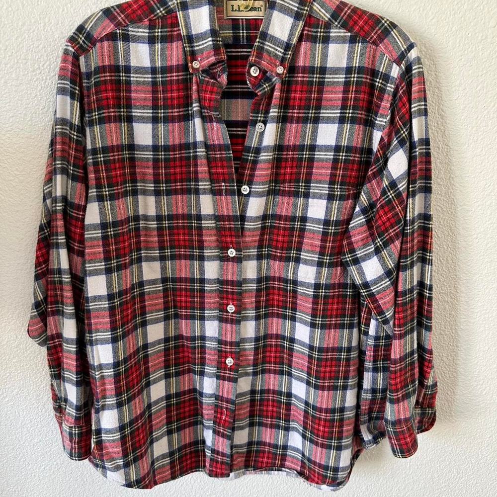 LL Bean Red Flannel Size Woman's 12 100% Cotton